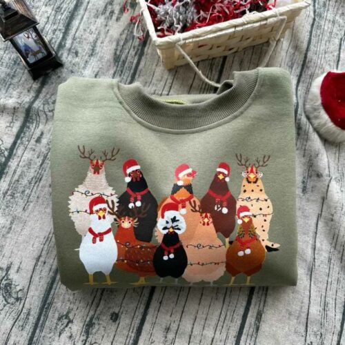 Lovely Christmas Chickens Unisex Sweatshirt Hoodie T-Shirt