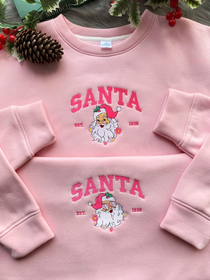 Christmas Pink Santa – Embroidered Shirts