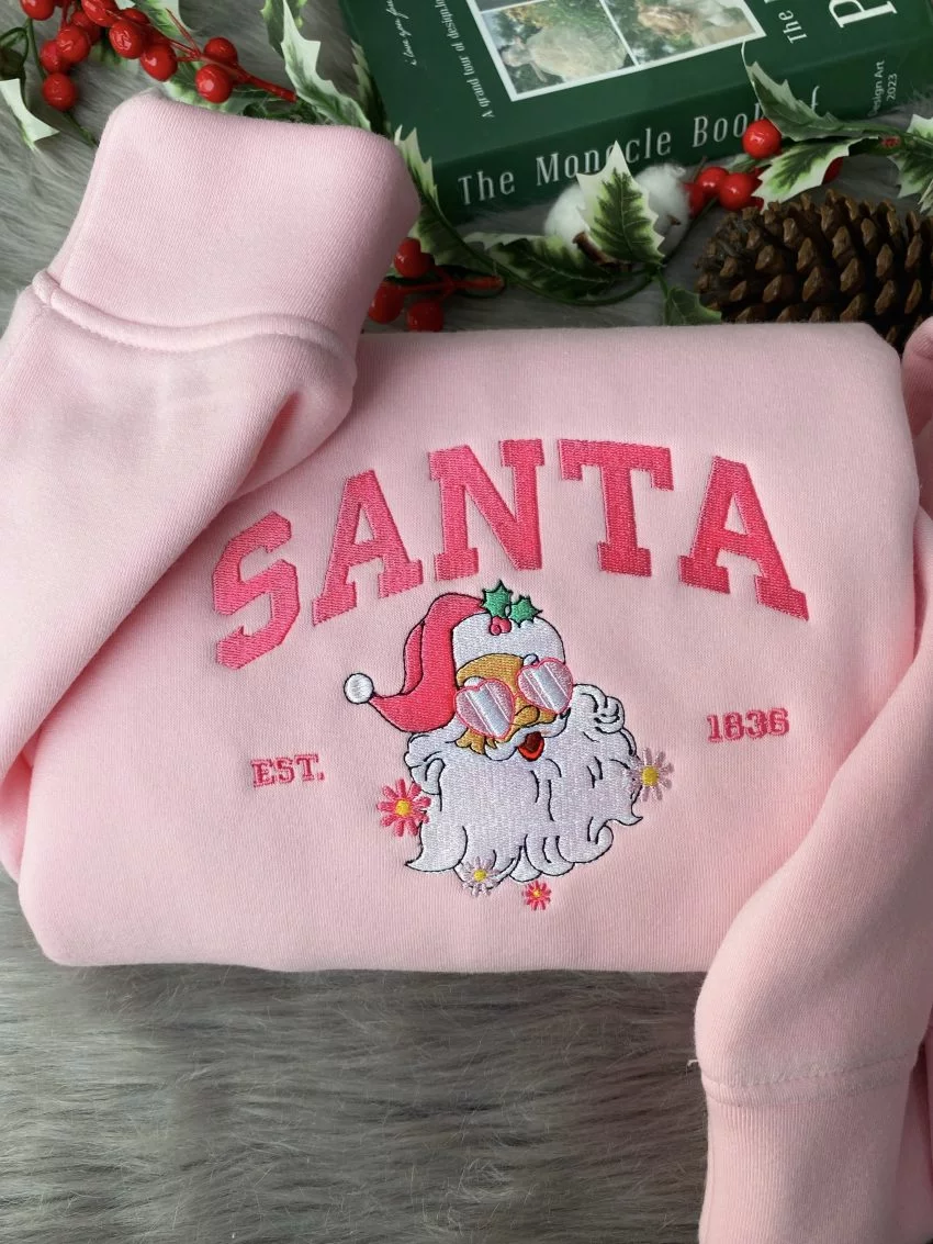 Christmas Pink Santa – Embroidered Shirts